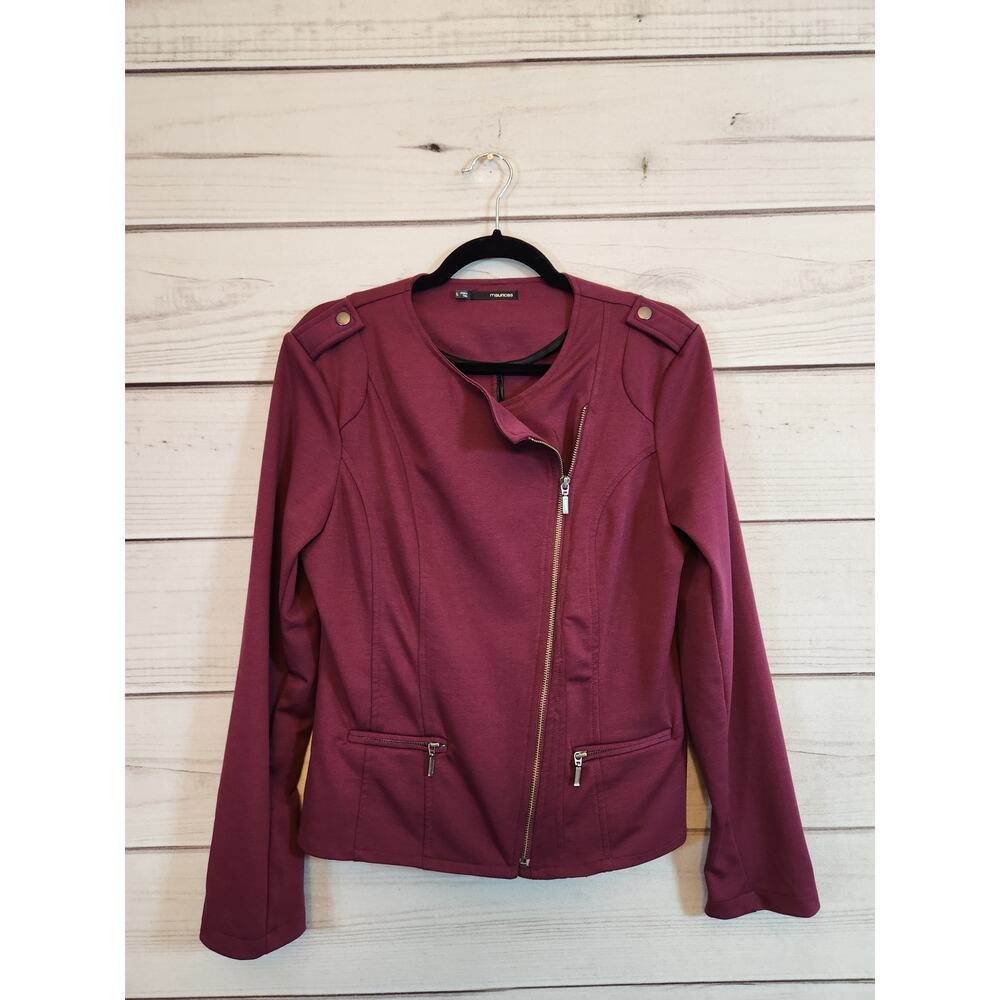 Maurices Women's Moto Zipper Purple Jacket with Pockets Size‎ L